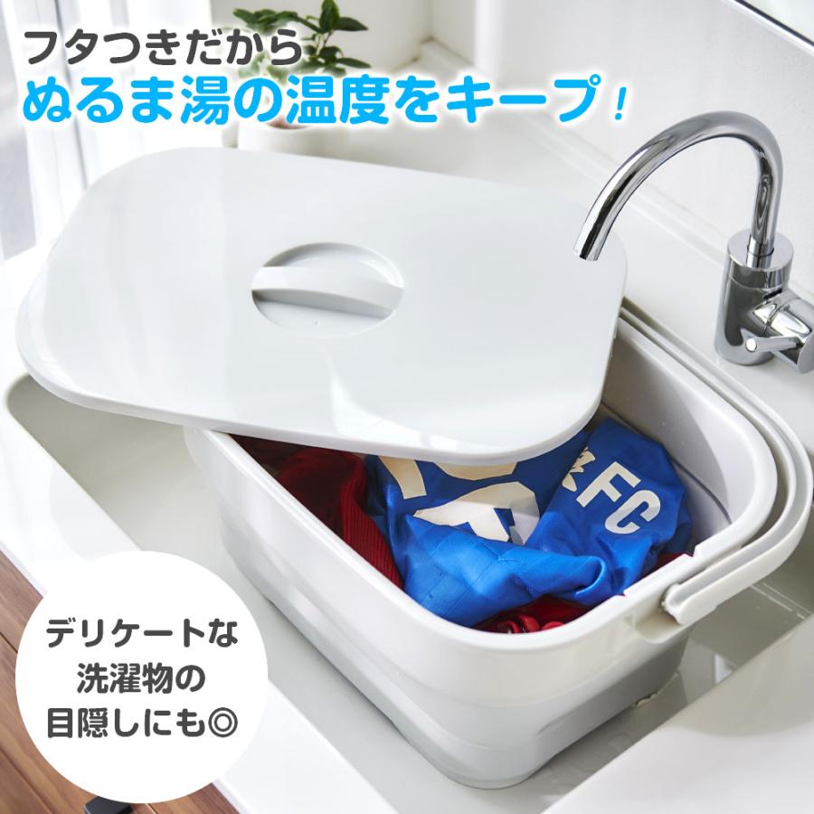 伊勢藤 折りたためるつけ置き洗いバケツNEO 16L 白/グレー ｜ 靴洗い