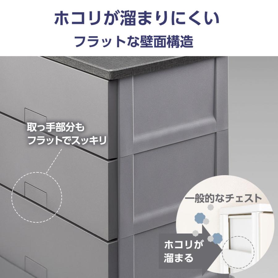 衣類ケース Fits フィッツチェスト フルフラット 幅65cm 4段 6504 ホワイト/グレー ｜ 天馬 洋服 収納 タンス 収納ケースの画像