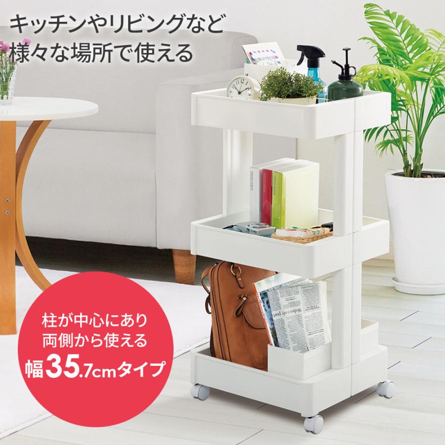 不動技研（FUDOGIKEN） キッチンワゴン スマートワゴンFit W350 3段 ホワイト/グレイッシュベージュ F2590 ｜ キッチン ...