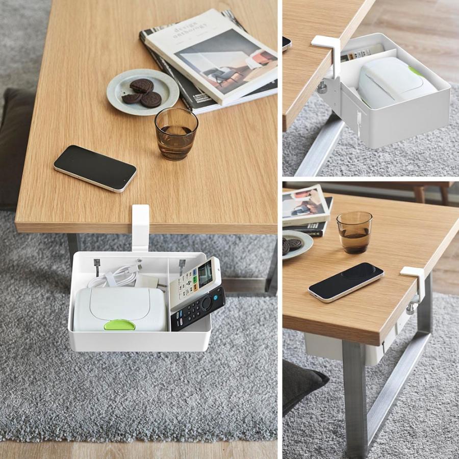 tower テーブル横回転収納ラック タワー 仕切り付き 山崎実業 ホワイト