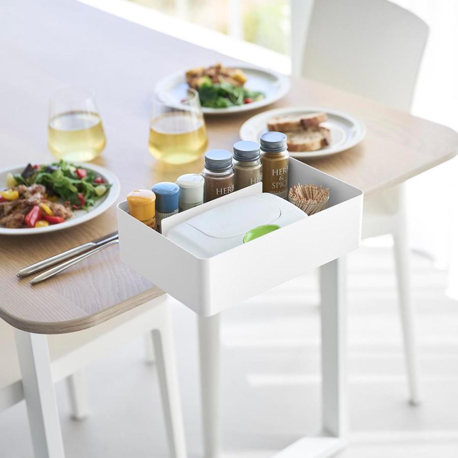 tower テーブル横回転収納ラック タワー 仕切り付き 山崎実業 ホワイト