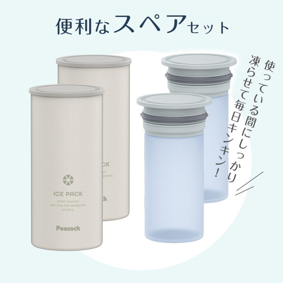 ピーコック 保冷氷のう アイスパック ラージ + 氷嚢スペア 2セット ｜ シリコン氷のう ラージ 携帯氷のう 保冷剤 暑さ対策 通勤 通学 ネックク