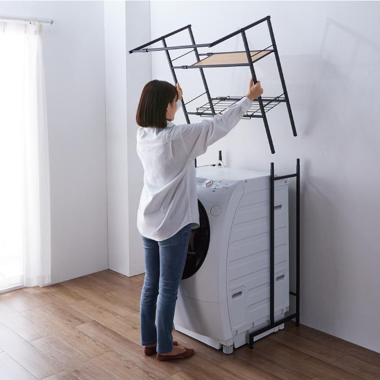 洗濯ラックバスケット台付きマットブラック 楽天市場】【公式】HEIAN SHINDO 洗濯機ラック バスケット台付き