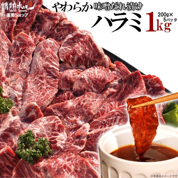 ハラミ 1kg 焼肉 肉 牛肉 焼き肉 焼肉セット バーベキュー BBQ やわらか 牛ハラミ 味噌だれ漬け メガ盛りセット バーベキューセット 食品 爆買 の商品画像