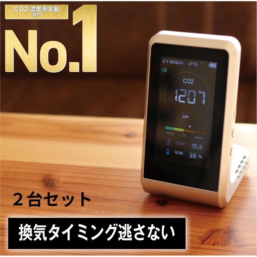 CO2センサー 2台セット 二酸化炭素濃度測定器 高精度 NDIRセンサー搭載