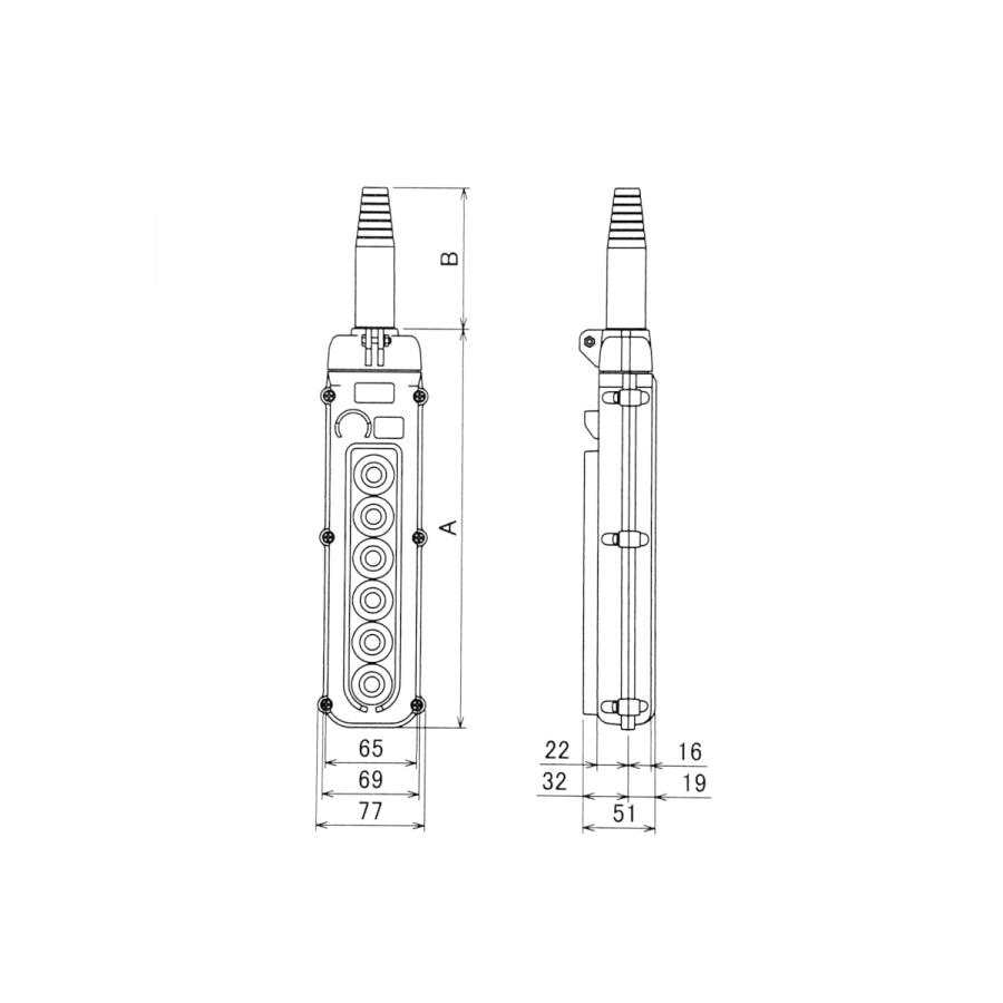 電動ウインチ クレーン 押釦スイッチ ホイスト 防水 SBN-6-WZ (上下／2
