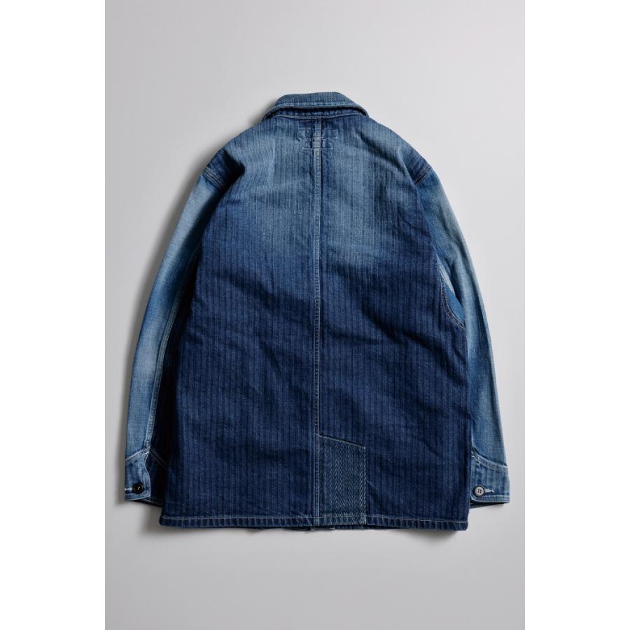 FDMTL/デニムパッチワークノーカラーカバーオール