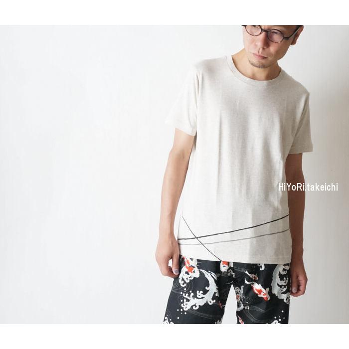 墨染め 古布とリネンのカットソー Tシャツ
