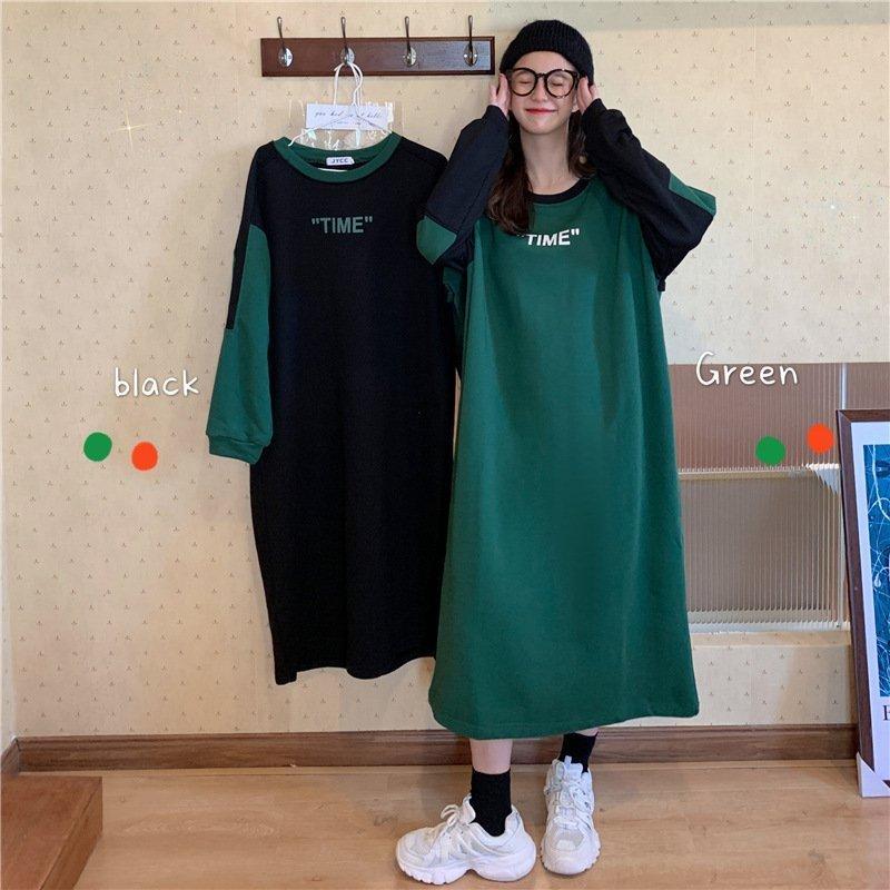 登場 ワンピース レディース 冬 秋冬 Tシャツ ロング かわいい スウェット ティーンズファッション 10代 代 中学生 高校生 ファッション 女子 ワンピース カラー ブラック Www We Job Com