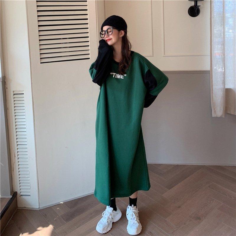 登場 ワンピース レディース 冬 秋冬 Tシャツ ロング かわいい スウェット ティーンズファッション 10代 代 中学生 高校生 ファッション 女子 ワンピース カラー ブラック Www We Job Com