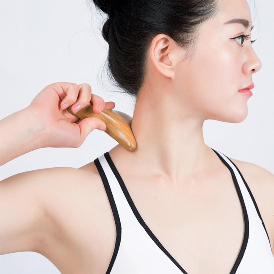 送料無料 ウッドマッサージ棒 握りタイプ 天然木 オカリナ型 ツボ押し