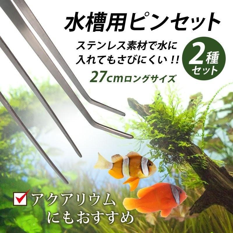 送料無料 トリミング ロングサイズ 水草用ピンセット（ストレート・カーブ）2本セット 約27cm（Yahoo!・YIYI店）