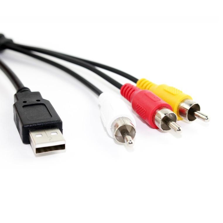 送料無料 【専用機器用】USBーRCA AVケーブル 1.5M USB2.0オスー3 RCA