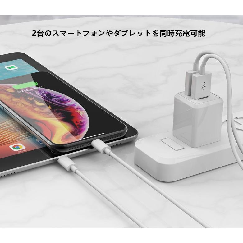 送料無料 【PSE】iPhone スマホ タブレット モバイルバッテリー USB 充電器 ACアダプター急速充電 USB 複数 2ポート 5V 合計約2.1A 折りたたみ式プラグ 海外対応｜yiyi｜08