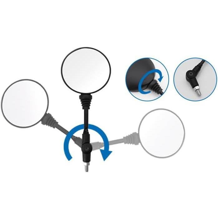 送料無料 バイク用 オフロード ミラー 可倒式180度回転 左右セット