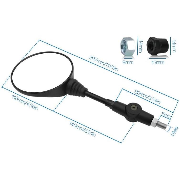 送料無料 バイク用 オフロード ミラー 可倒式180度回転 左右セット