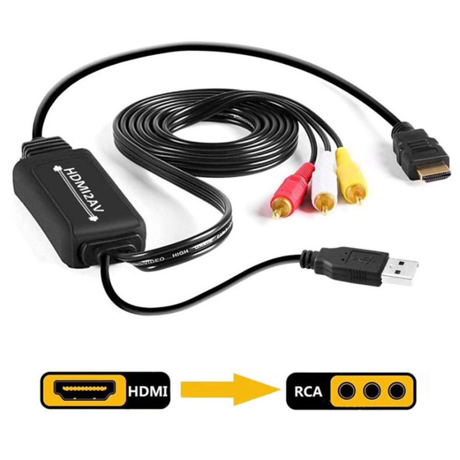 HDMI to RCA変換コンバータ 1080P HDMI to AV 3RCA CVBs コンポジット 電源供給 USB ケーブル付き ビデオ3.5 mm Auxオーディオアダプタ TVスティ 送料無料 HDMI to RCA 変換コンバーター 3RCA/AV 変換ケーブル HDMI AV