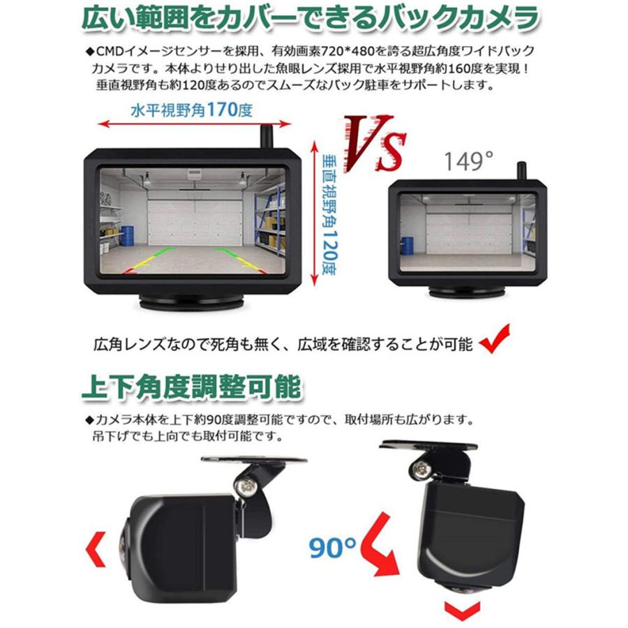 【CCDディスプレイ専用】車バックカメラ フロントカメラ超広角 100万画素 超暗視 広角170° 防水IP68 正像/鏡像切替 ガイドライン有り/無し切替 角度調整可能　｜yiyi｜03