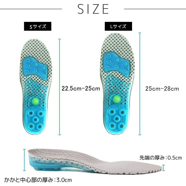 送料無料 インソール スプリング内蔵 3D立体 衝撃吸収 歩き衝撃吸収 足