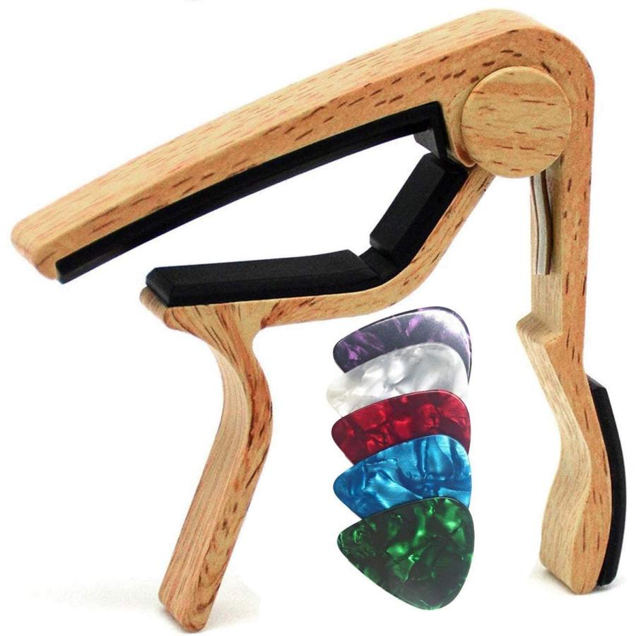 送料無料ワンタッチギターカポタストエレキギター アコギ用カポ ピック