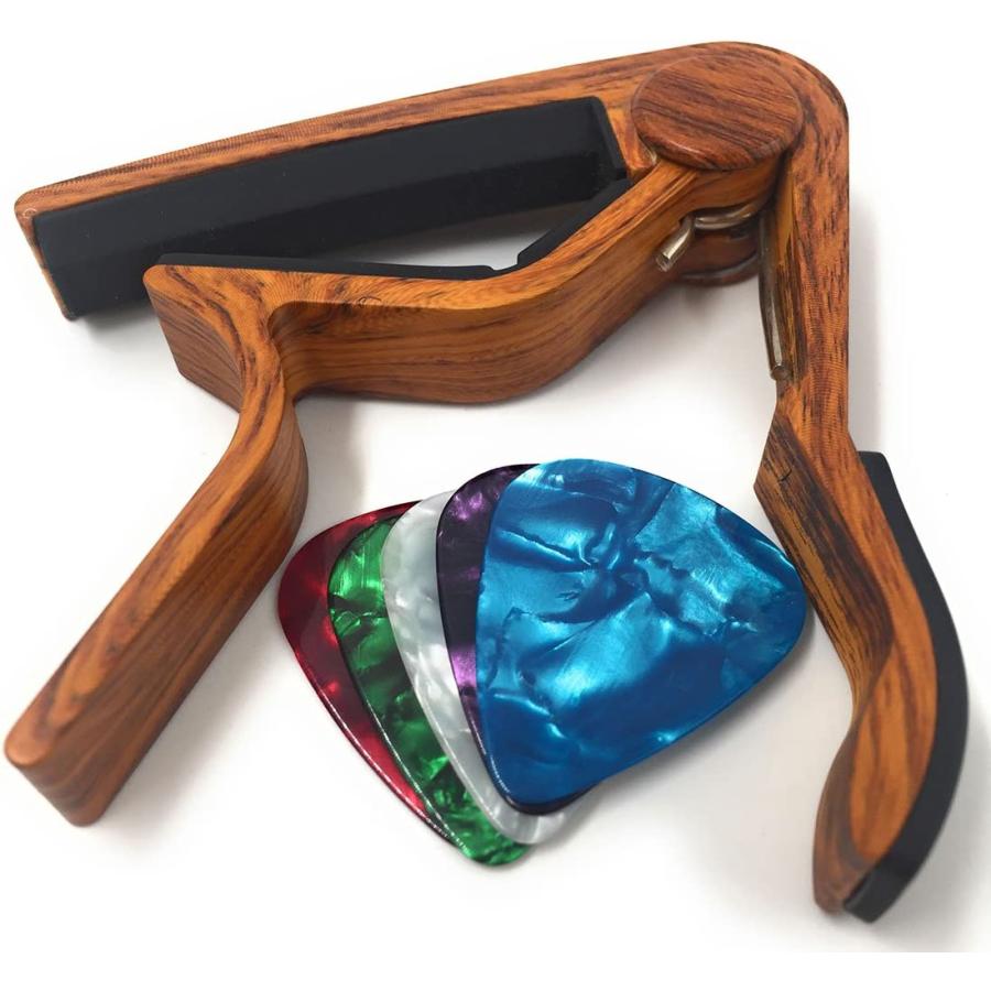 送料無料ワンタッチギターカポタストエレキギター アコギ用カポ ピック