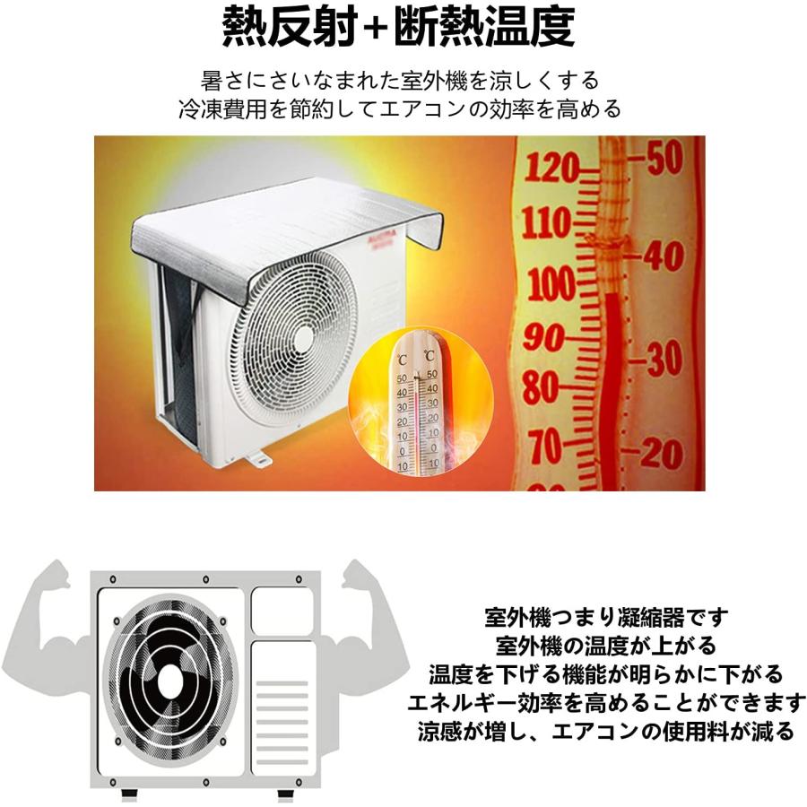 送料無料 エアコン室外機カバー3枚セット 室外機日除け遮熱シート 固定 