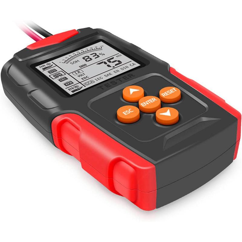 送料無料 カーバッテリーチェッカー バッテリー容量テスター 12V-24V蓄電池用 デジタルバッテリーテスター LCD自動車バッテリー診断機 電圧 抵抗 CCA値測定 |  | 18