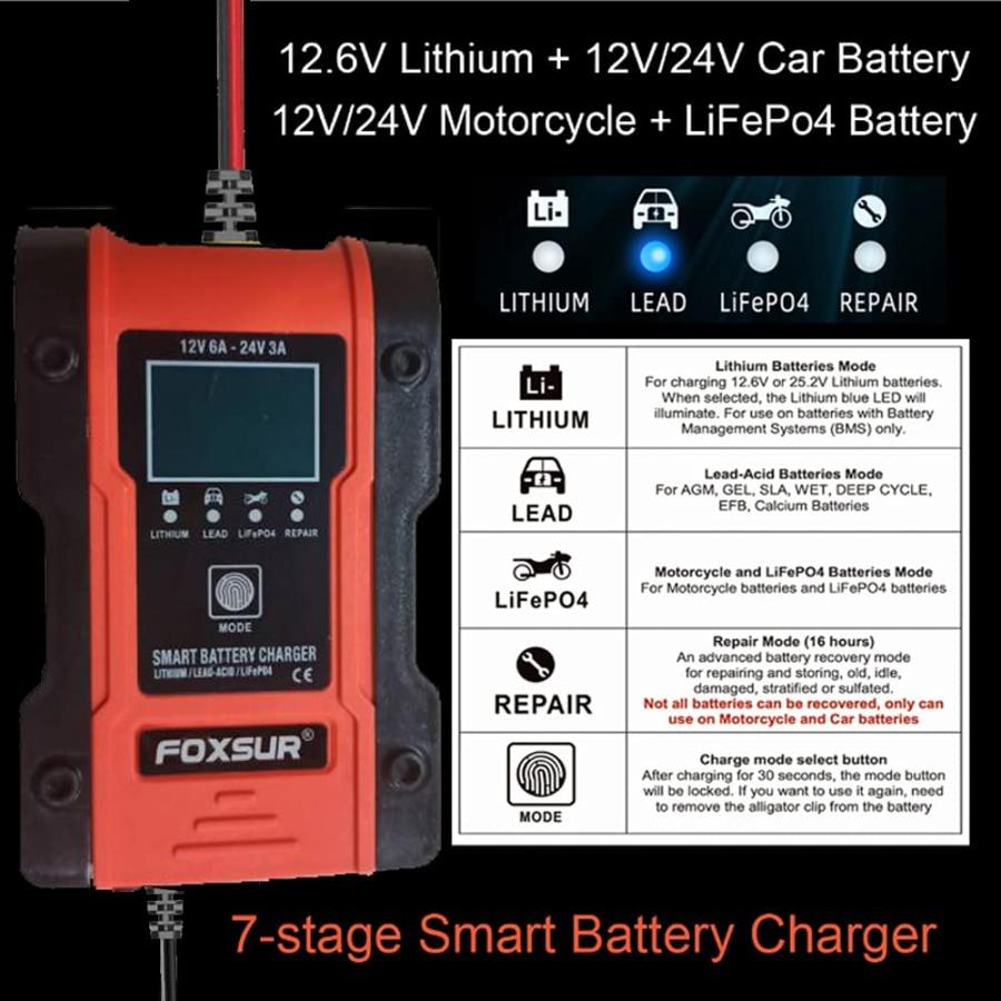 XINWUSNG スマートパルス修理充電器 12V/24V