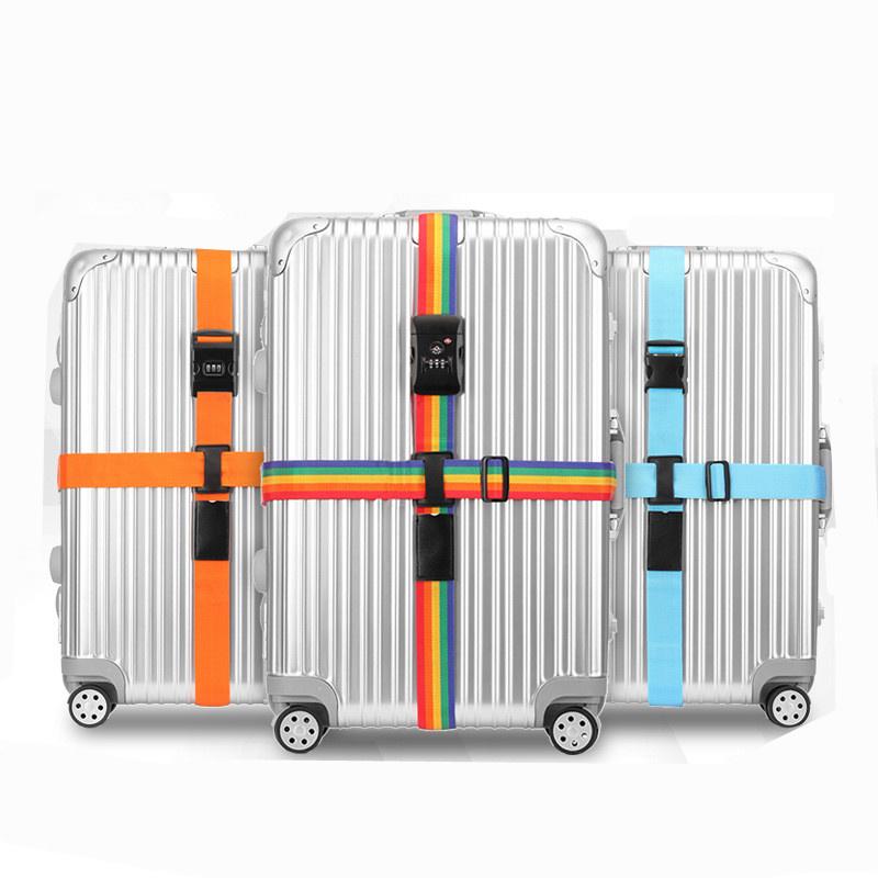 送料無料 スーツケースベルト 十字型 ベルト ロック搭載 3桁ダイヤル式