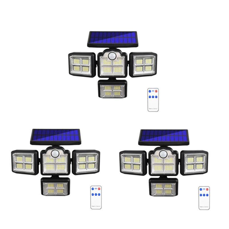 送料無料 屋外センサーライトソーラーライト 分離型【198LED/4灯式