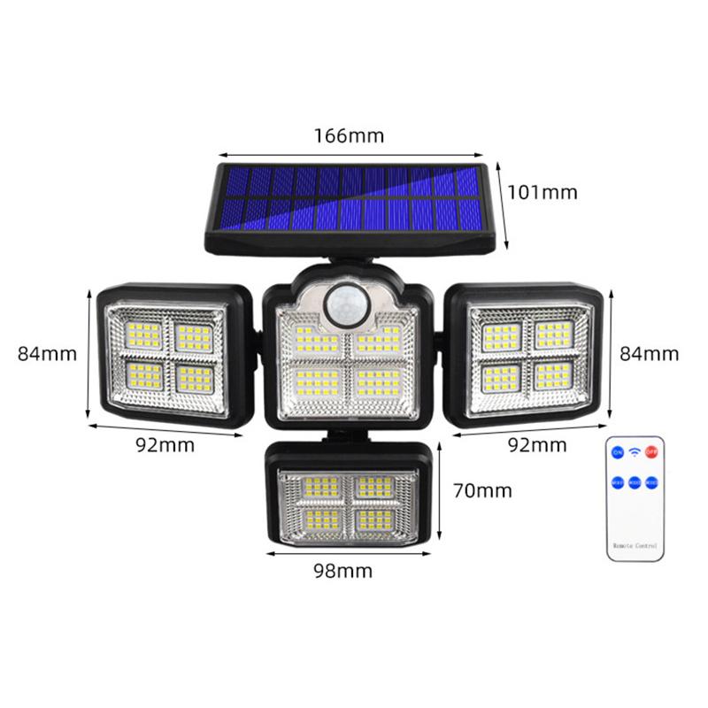 送料無料 屋外センサーライトソーラーライト 分離型【198LED/4灯式