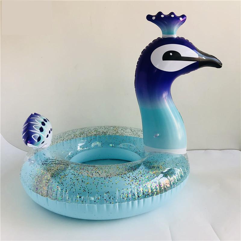 送料無料 浮き輪 子供 大人 90cm キラキラ ユニコーン クジャク大人用