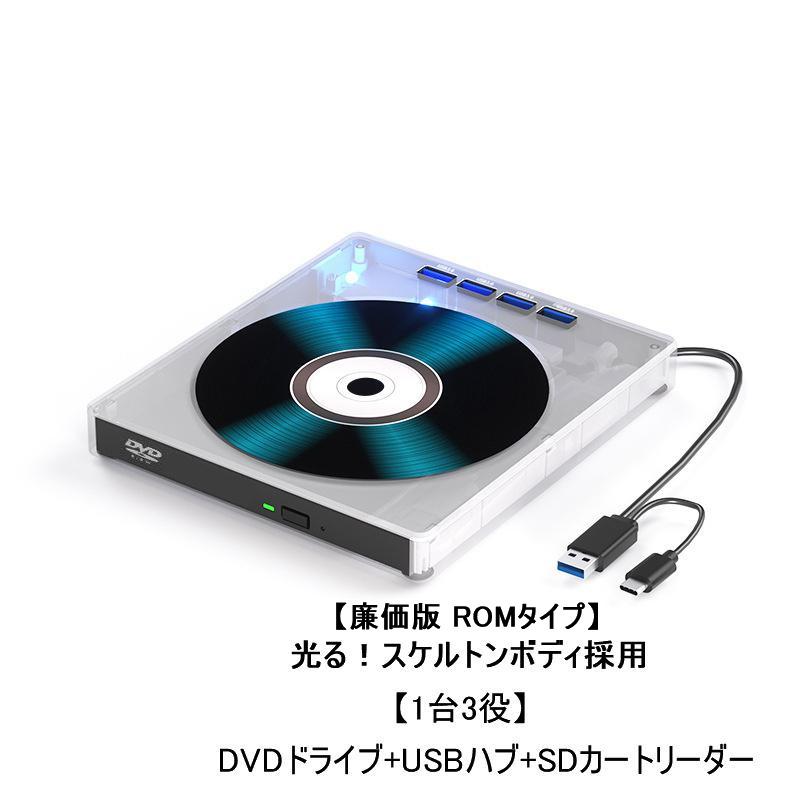 送料無料 廉価版 ROMタイプ 1台3役 ディスクが見える DVDドライブ+4連USBハブ+SDカードリーダー : YIYI店 - 通販 ...