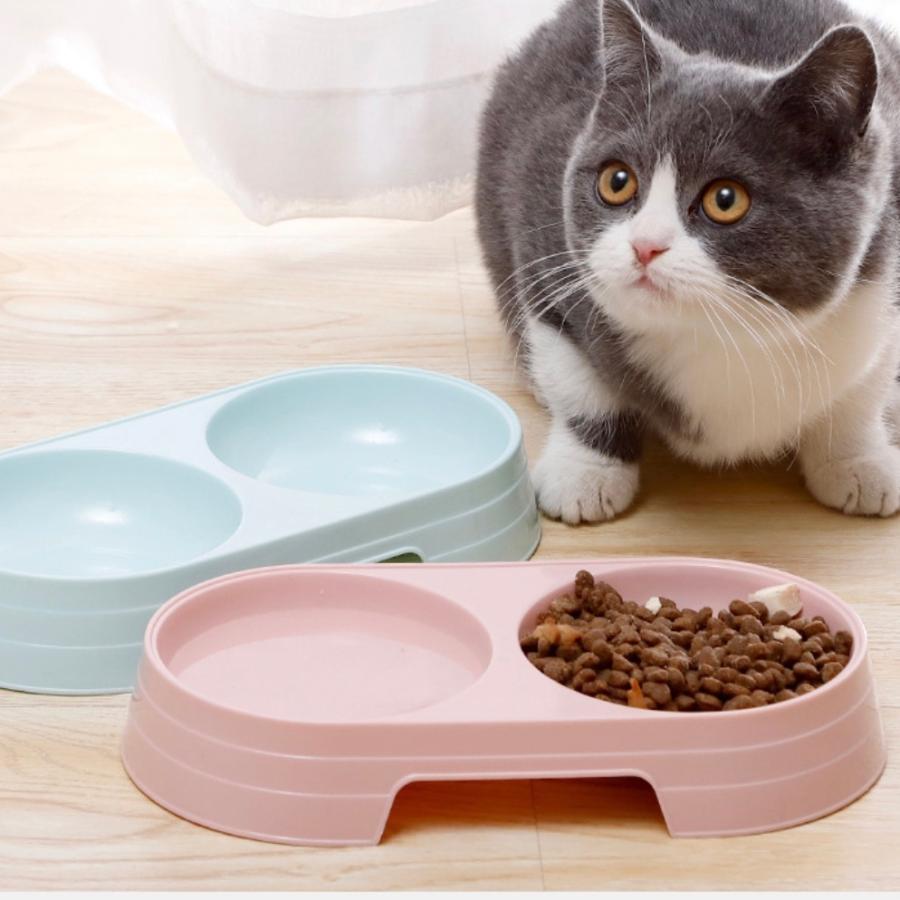 餌皿 2連 ペットの食器 エサ皿 ネコ食器 犬 可愛い 犬用 ペットボウル 最新アイテム 安全なpp ペット食器台 安定性 耐久性 フードボウル 餌入れ 食器 水入れ 洗えやすい 猫