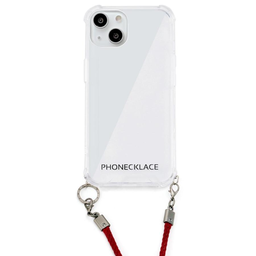 PHONECKLACE ロープショルダーストラップ付きクリアケースfor iPhone 13 ダークレッド｜yjcardstore