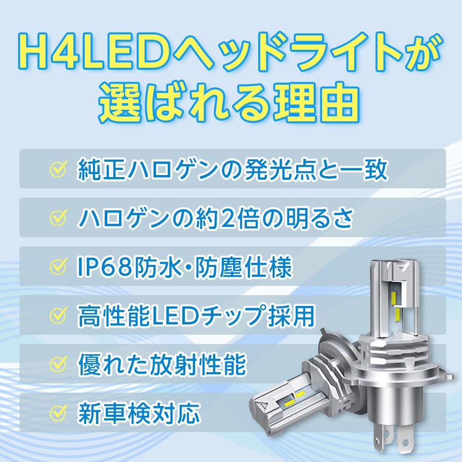 H4 ledバルブ LEDヘッドライト 車検対応 Hi/Lo切替 車 バイク用 2個
