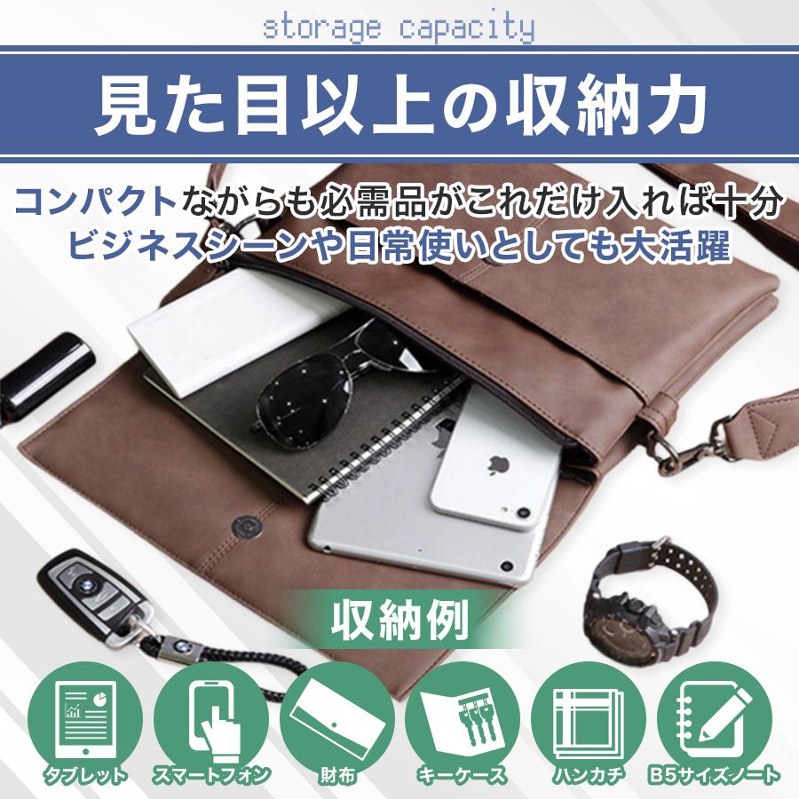 ショルダーバッグ メンズ 小さめ スリム 斜めがけ 肩掛け シンプル PU 