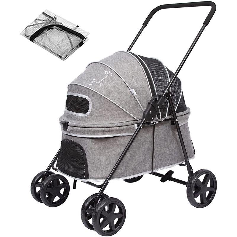 PETTOM ペットカート 軽量 雨カバー付き 犬用ベビーカー 犬 カート 猫 バギー 多頭飼い 小型犬 中型犬 老犬 介護用 おでかけ 多 ペットカート 軽量 雨カバー付き 犬用ベビーカー 犬 カート 猫 バギー 多頭飼い 小型犬 中型犬 老犬 介護用 おでかけ 多 旅行などの屋外でペットカートの中ならわんちゃんも飼い主さんも安心 多頭飼いにも便利です また