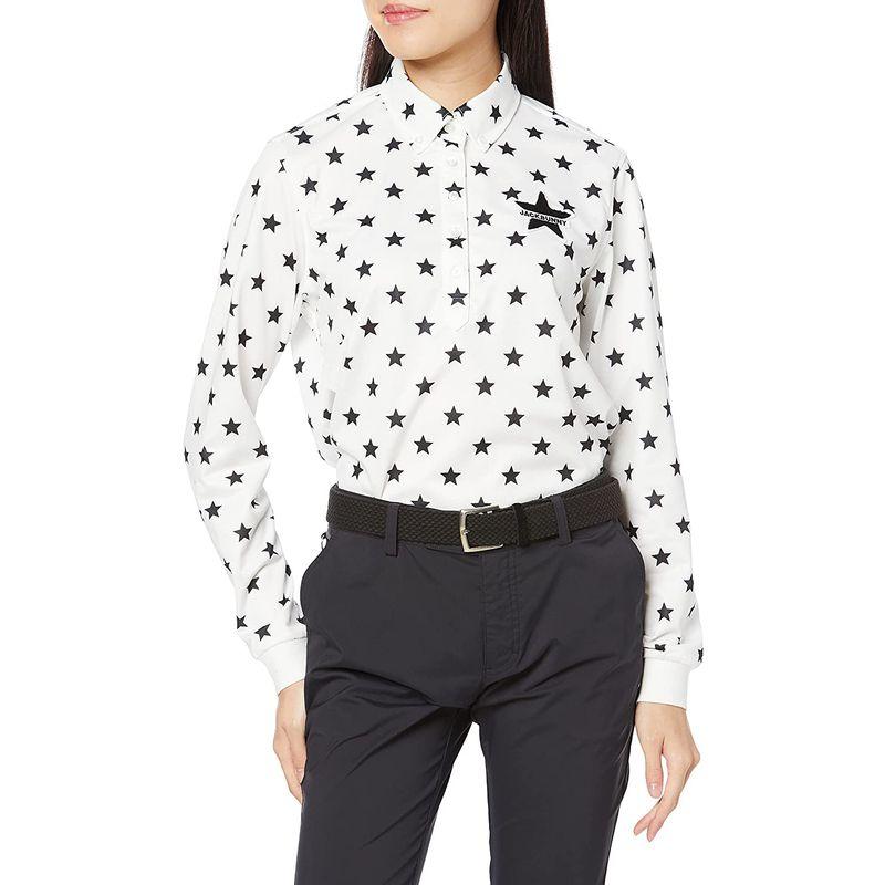 【新品 30%off 送料無料】 ジャックバニー レディース 長袖 ポロシャツ (星柄プリント) / ゴルフ / 263-1261948 ホワイト 2 L 【1582119654】(10170円)