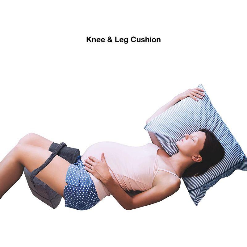 プレミアム膝枕　睡眠用　低反発素材　整形外科用クッション　人間工学に基づくデザイン　仰向け脚の痛みに最適　妊娠サポート