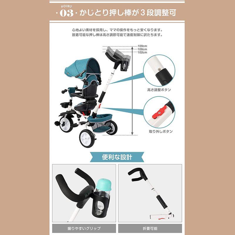 BTM 子供用三輪車 折りたたみ 三輪車 カバー ベビーカー 手押し棒付き 4in1 安全ベルト付き バイク 三輪車のりもの 1歳 2歳 3 子供用三輪車 折りたたみ 三輪車 カバー ベビーカー 手押し棒付き 4in1 安全ベルト付き バイク 三輪車のりもの 1歳 2歳