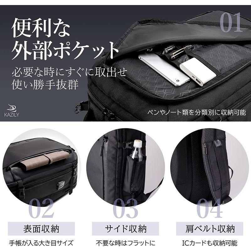 [即日発送] KAZILY 3WAYビジネスリュックメンズ USB充電ポート搭載 大容量 多収納 多機能 キャリーオン 機内持ち込み可 A4ファイル・ノー 【A1546766640】(9943円)