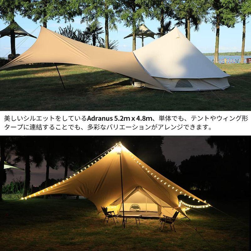 SoomloomアーチタープAdranus 5.2x4.8 焚き火可能ポリコットンTC素材 日陰濃い 遮熱/耐火/耐水 サンシェード アウト 2x4 焚き火可能ポリコットンTC素材 日陰濃い 遮熱/耐火/耐水 サンシェード アウト サイズ