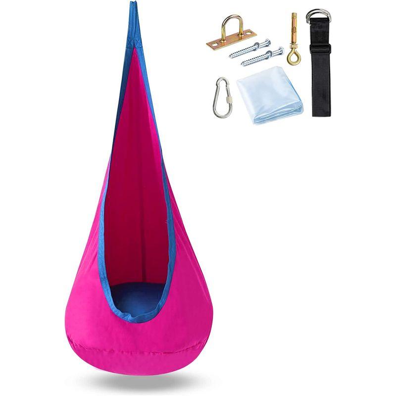 DEARCOOL 子供用 ポッド スイングシート 子供用ハンモックチェア インフレータブルクッション付き 綿 屋内・屋外兼用 調節可能なベル 子供用 ポッド スイングシート 子供用ハンモックチェア インフレータブルクッション付き 綿 屋内 屋外兼用 調節可能なベル