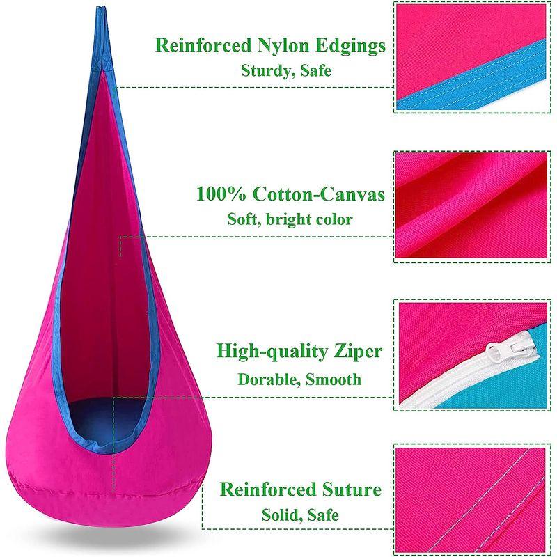 DEARCOOL 子供用 ポッド スイングシート 子供用ハンモックチェア インフレータブルクッション付き 綿 屋内・屋外兼用 調節可能なベル 子供用 ポッド スイングシート 子供用ハンモックチェア インフレータブルクッション付き 綿 屋内 屋外兼用 調節可能なベル