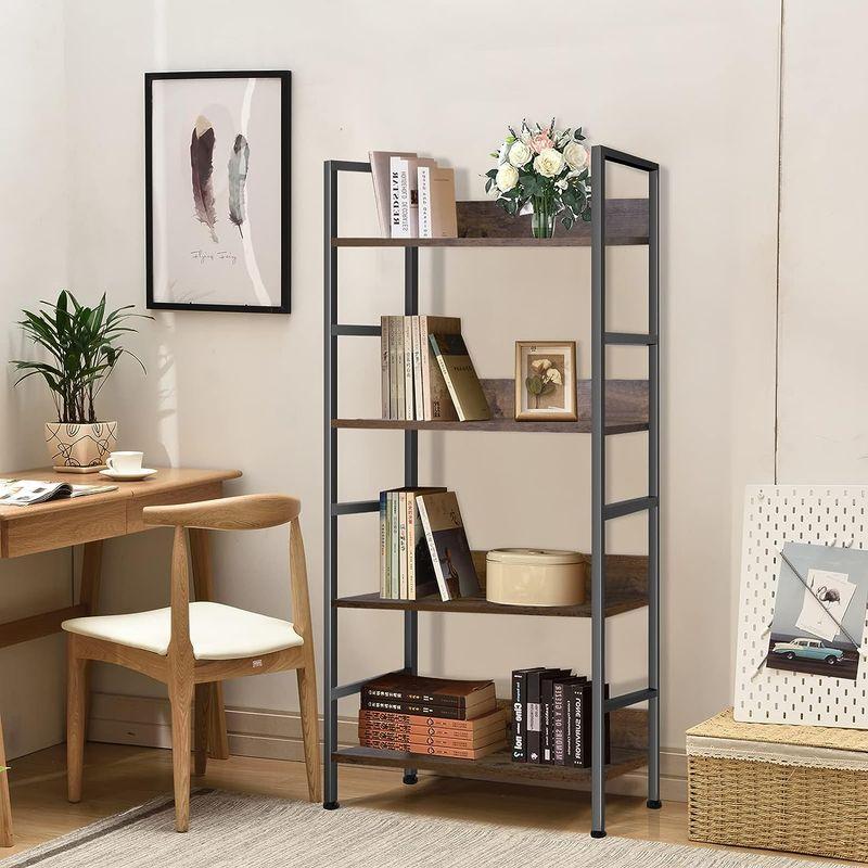 Hizuf ラック オープンシェルフ オープンラック 幅60×奥行30×高さ131.5cm 4段 本棚 組立かんたん 耐荷重約25kg(棚板 ラック オープンシェルフ オープンラック 幅60×奥行30×高さ131 5cm 4段 本棚 組立かんたん 耐荷重約25kg 棚板