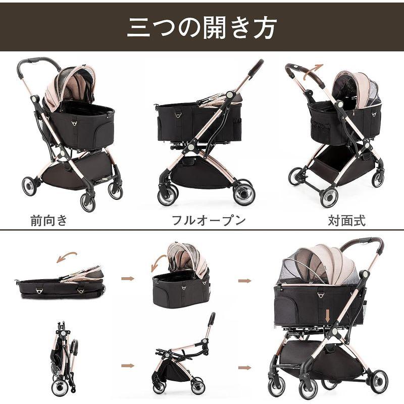 HRking.HANRAY ペットカート 分離型 折りたたみ 3wayモデル 対面式 4輪 犬用ベビーカー 前輪360°回転 後輪ブレーキ付 HANRAY ペットカート 分離型 折りたたみ 3wayモデル 対面式 4輪 犬用ベビーカー 後輪ブレーキ付