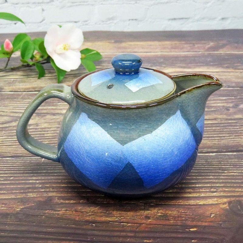 洗いやすい茶こし網付 九谷焼 ポット 急須 銀彩(青) 陶器 和食器 茶器 日本