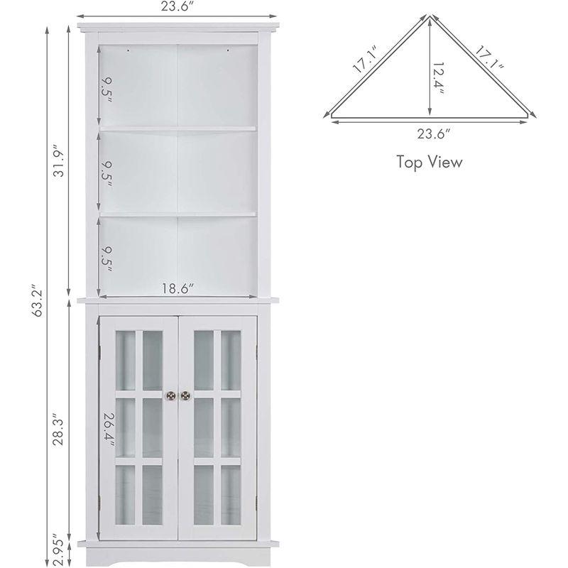 【数量限定アウトレット品】 Spirich Home バスルーム トールコーナーストレージキャビネット フロアスリムディスプレイストレージキャビネット ウィンドウパネル 【1577768459】(57541円)