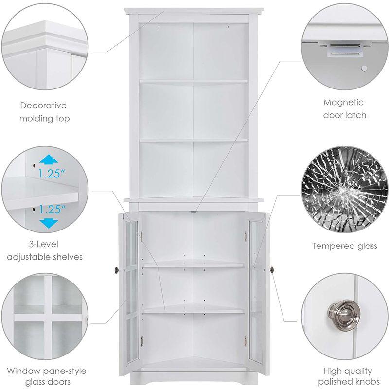 【数量限定アウトレット品】 Spirich Home バスルーム トールコーナーストレージキャビネット フロアスリムディスプレイストレージキャビネット ウィンドウパネル 【1577768459】(57541円)